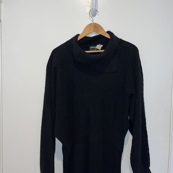 Vintage Cidneo Black Wool/Nylon/Angora Long Sleeve Cowl Neck Sweater Dress Made - Picture 7 of 7